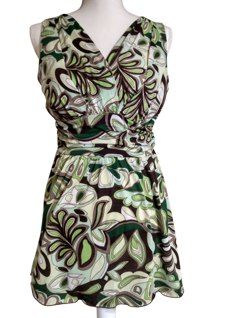 Cocomo Floral-Print Green & Brown Top